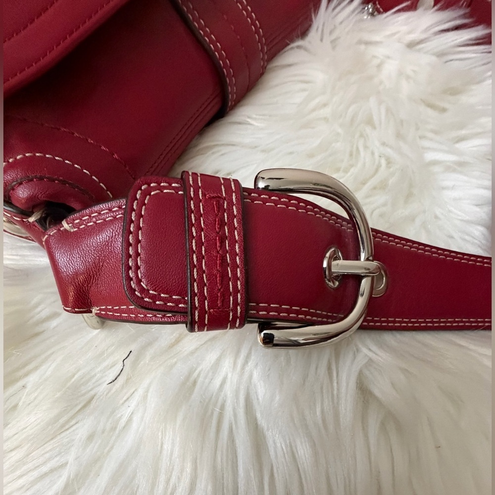Coach Cherry Red Leather Shoulder Bag #F15204 - Picture 14 of 15